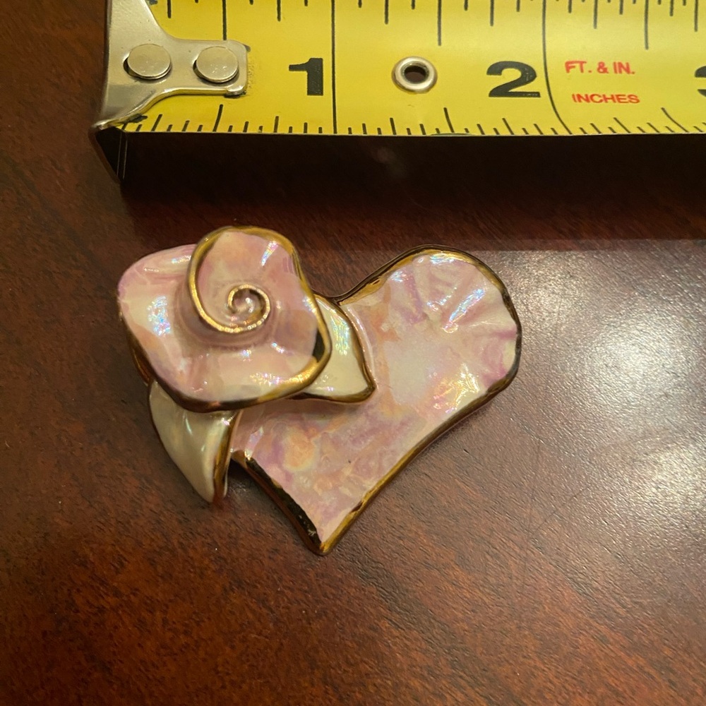 Pink and Gold Heart Brooch